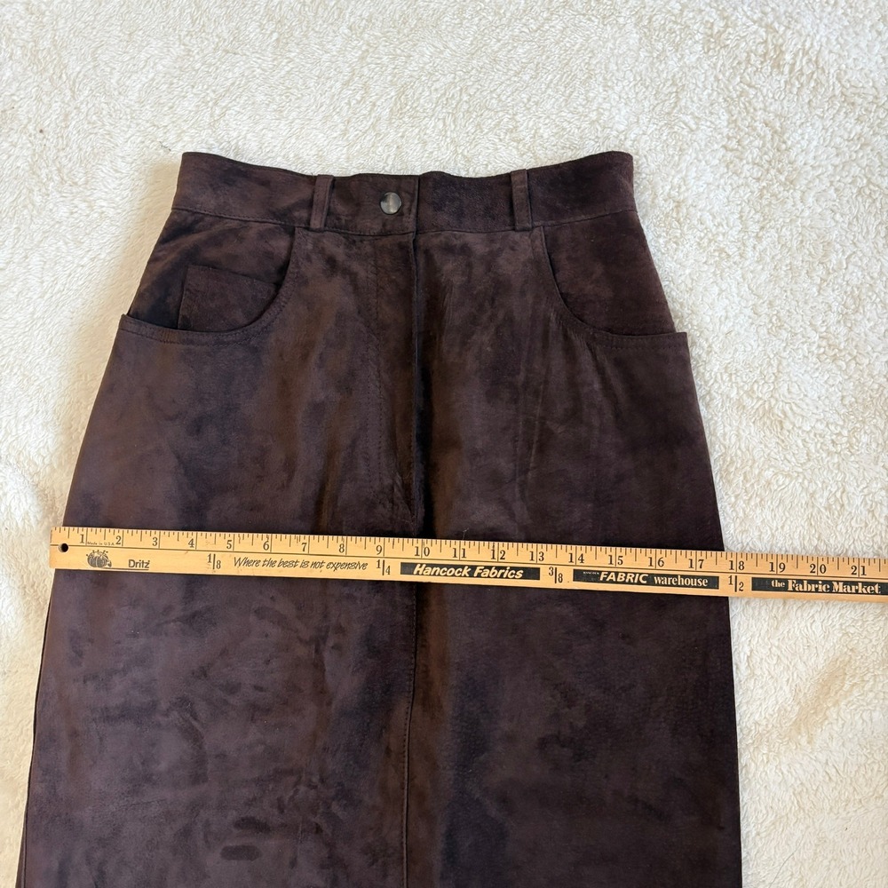 Vtg Bushwhacker Suede High Waist Pencil Skirt Western Wear Chocolate Brown Sz 4 - Picture 4 of 12
